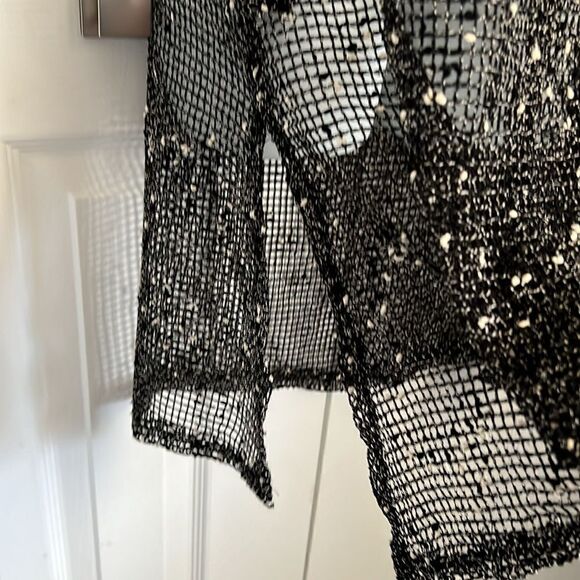 Papa From Vancouver Black/White Cotton Blend Beach Cover Up/Cardigan Top Sz S/M - Picture 11 of 14